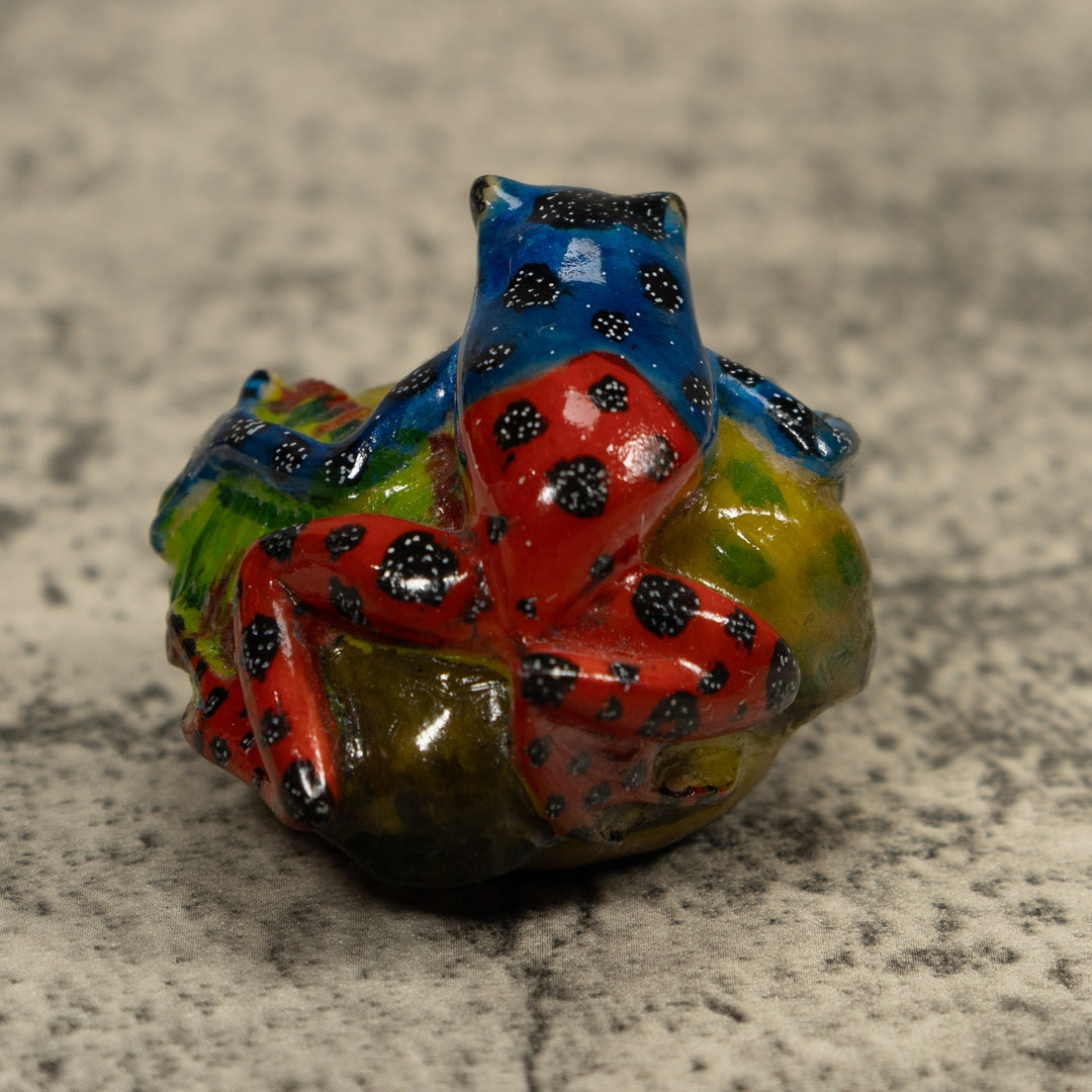 Blue And Red Poison Dart Frog Tagua Carving