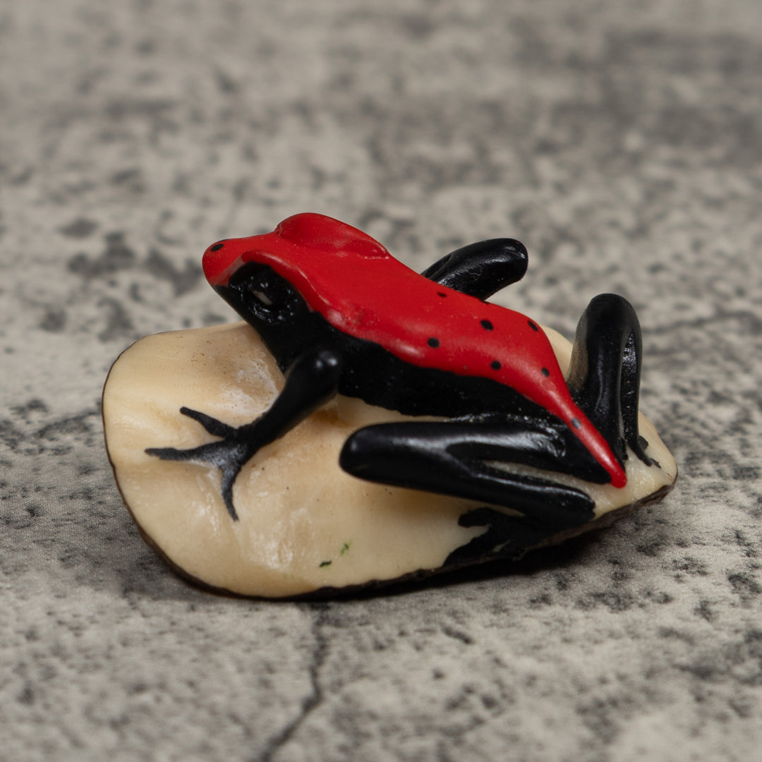 Vintage Black And Red Poison Dart Frog Tagua Carving