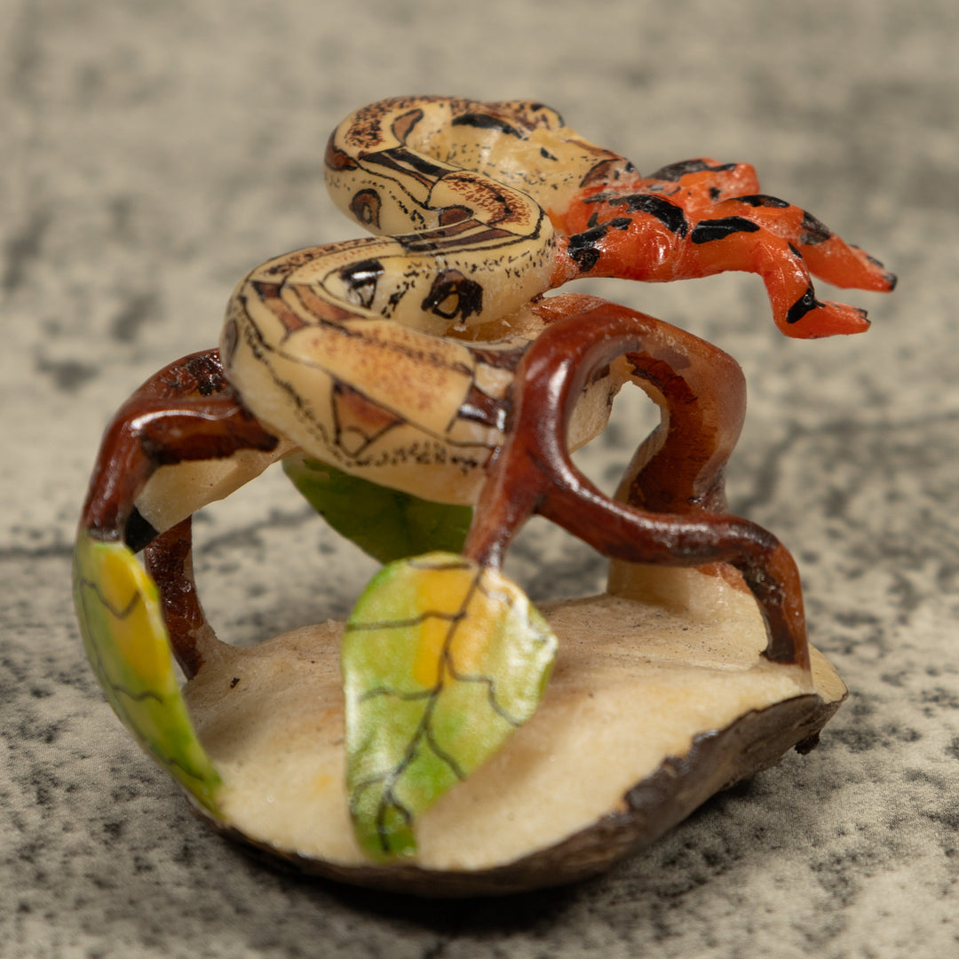 Snake Eating A Frog Tagua Carving