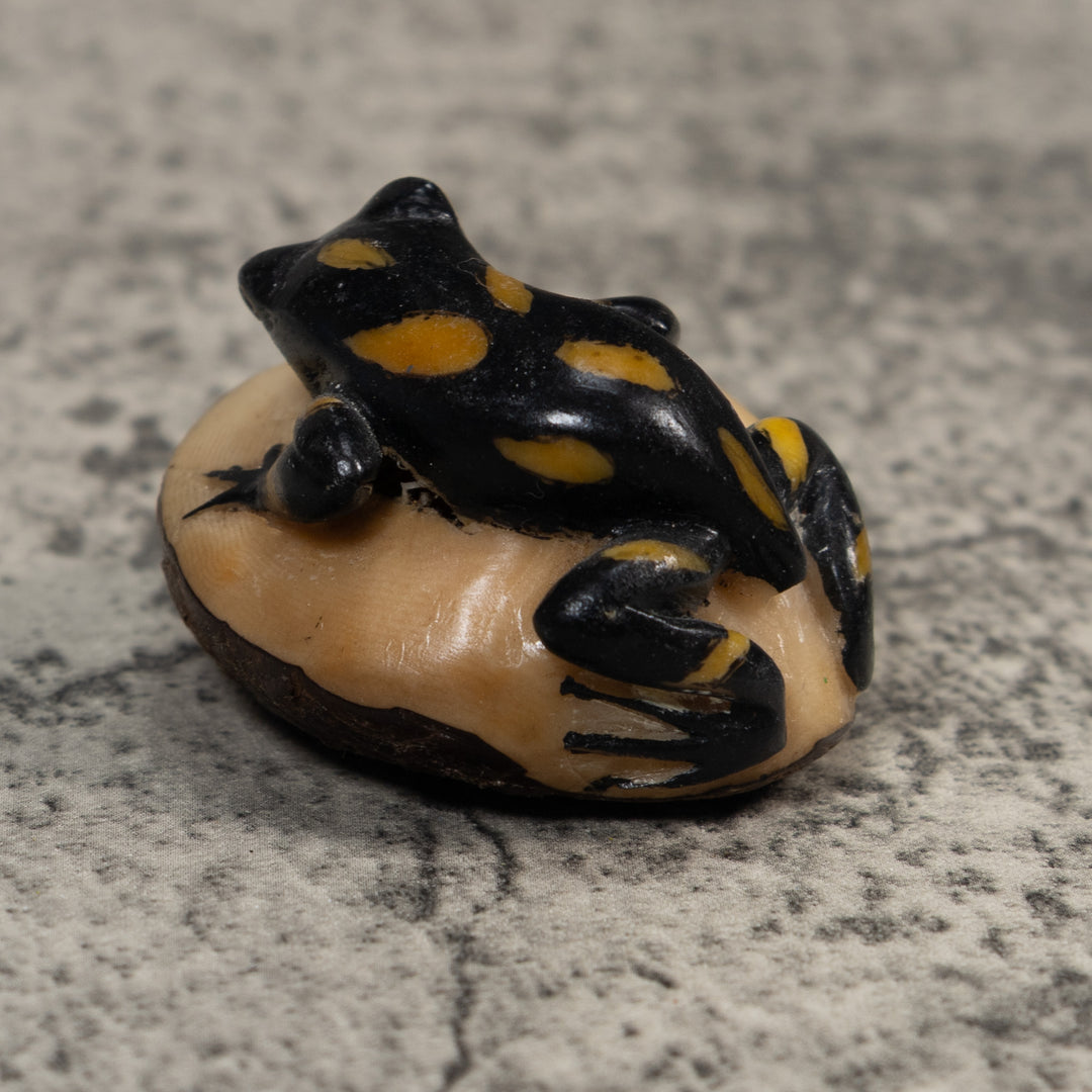 Yellow And Black Poison Dart Frog Tagua Carving