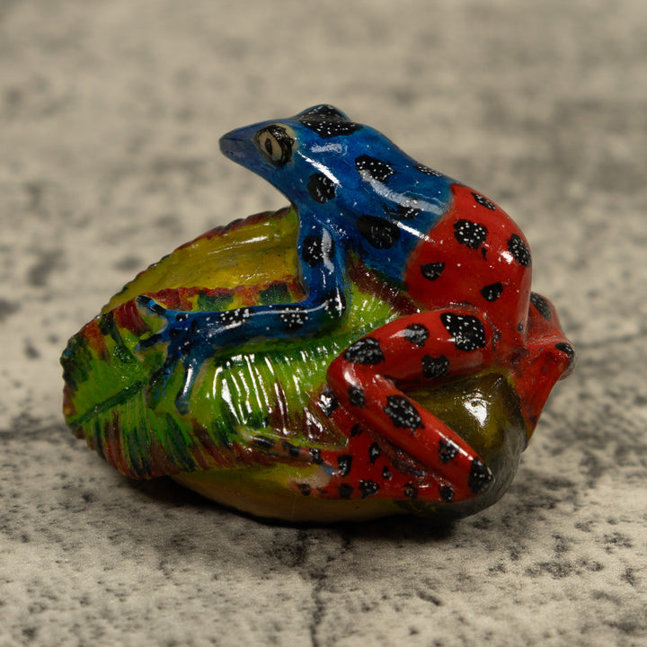 Blue And Red Poison Dart Frog Tagua Carving
