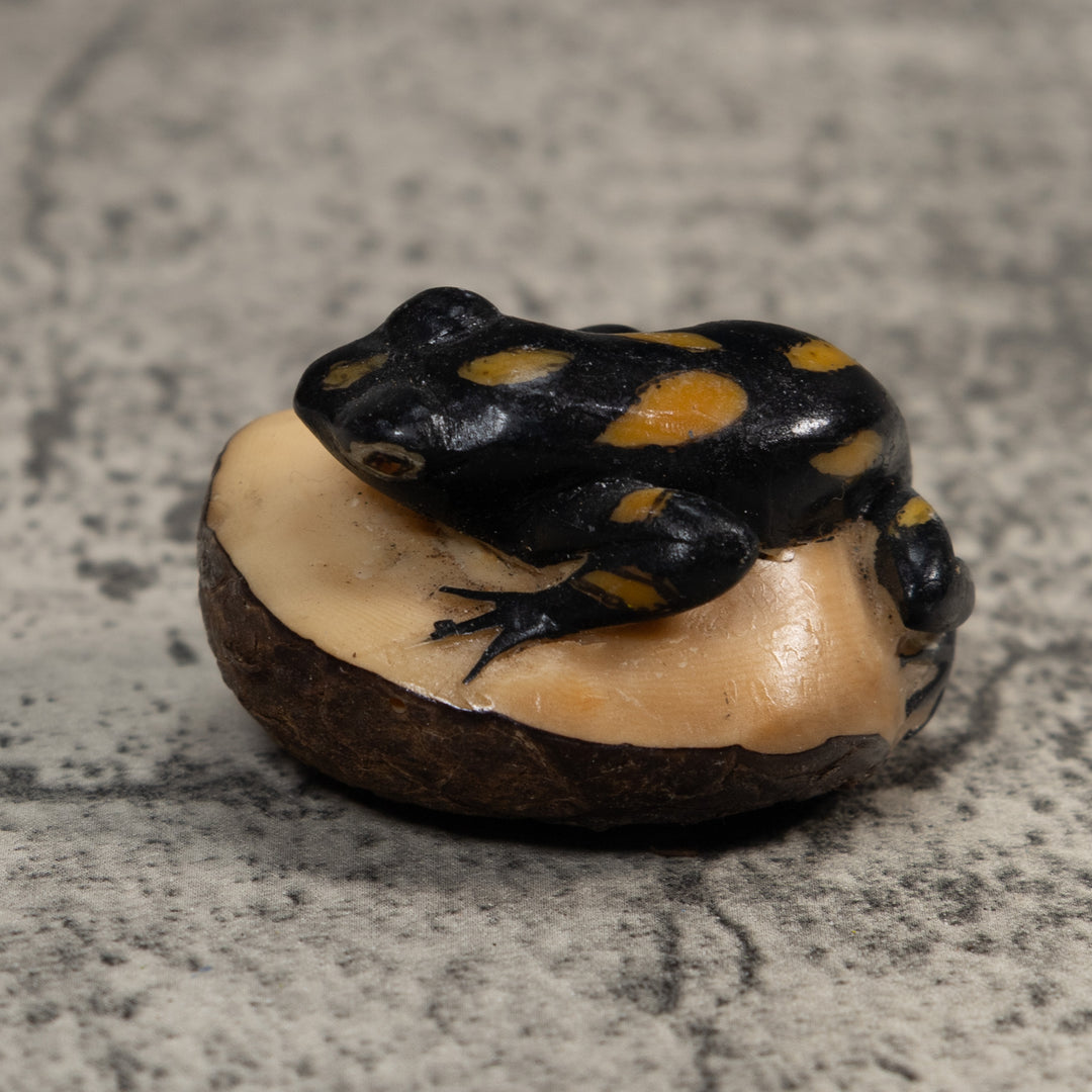 Yellow And Black Poison Dart Frog Tagua Carving