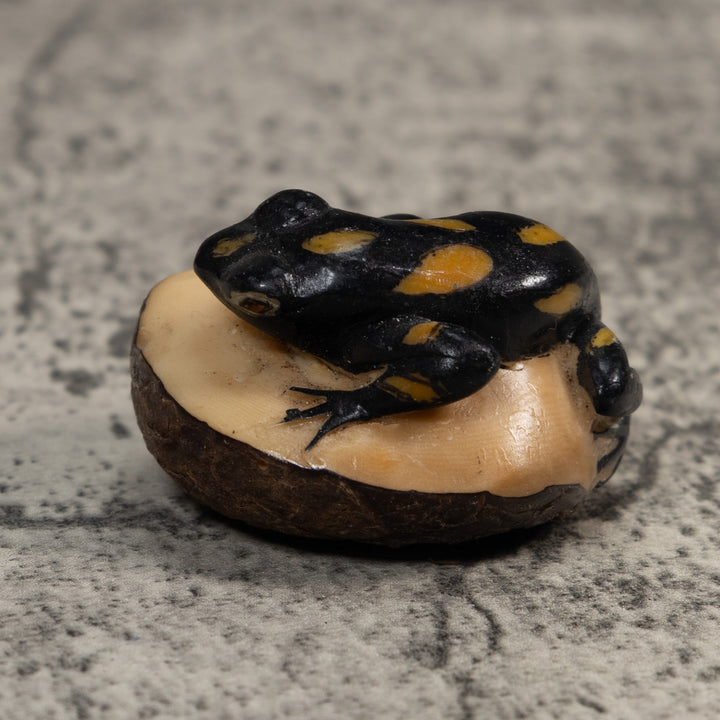 Yellow And Black Poison Dart Frog Tagua Carving