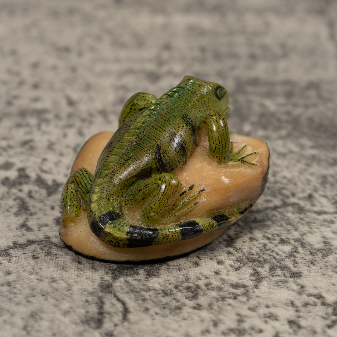 Vintage Iguana Lizard Reptile Tagua Carving