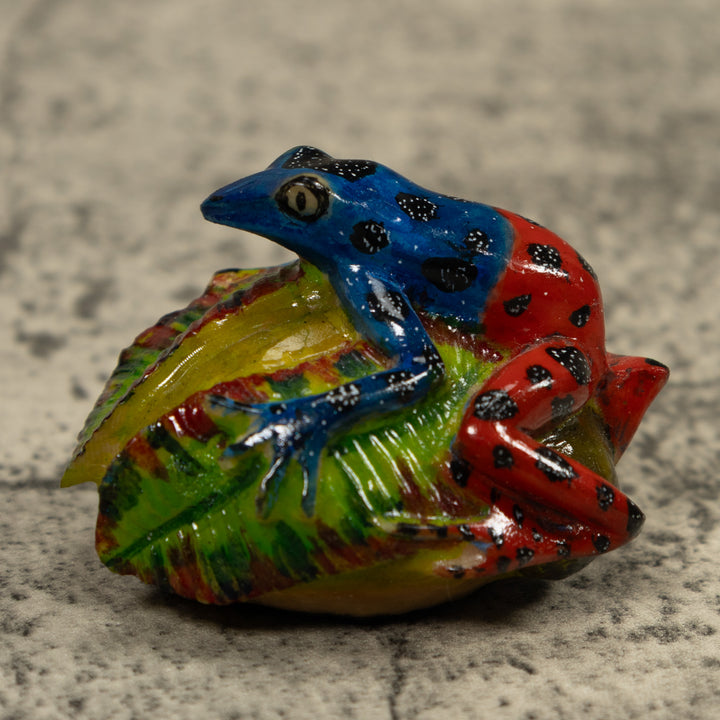 Blue And Red Poison Dart Frog Tagua Carving