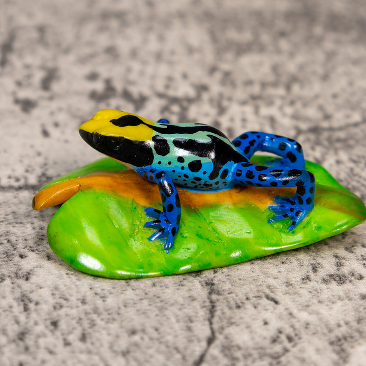 Blue Black And Yellow Poison Dart Frog Tagua Carving