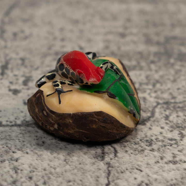 White Red And Black Poison Dart Frog Tagua Carving