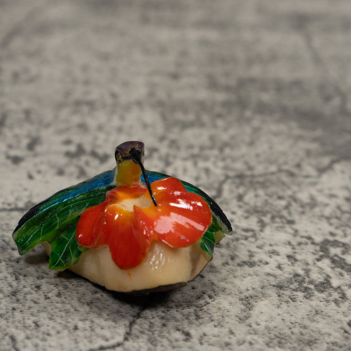 Blue Red And Green Hummingbird Tagua Carving