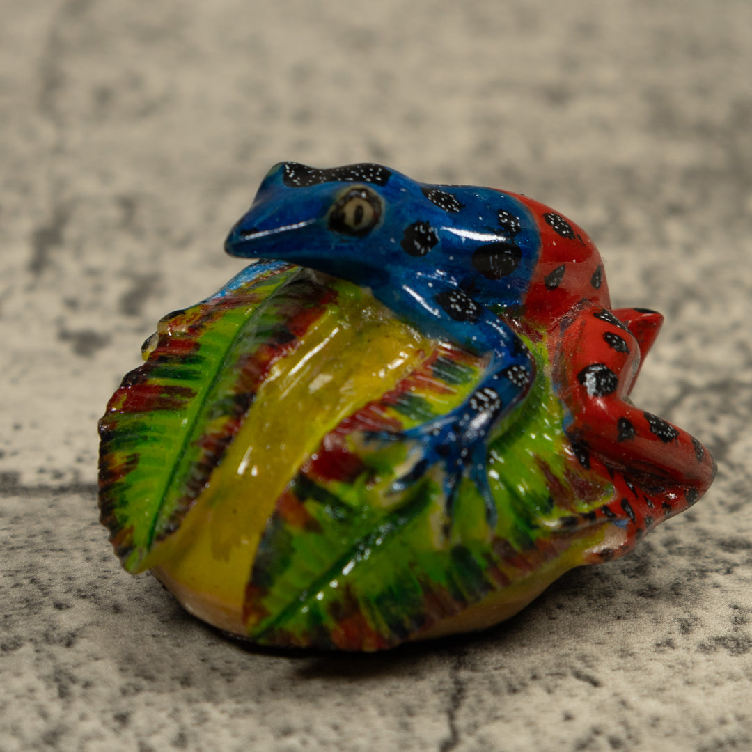 Blue And Red Poison Dart Frog Tagua Carving