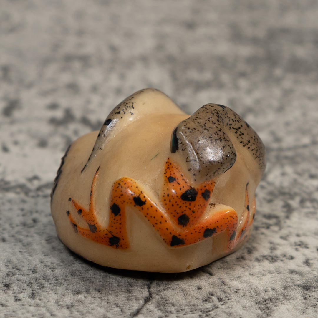 Vintage Snake Eating Frog Tagua Carving