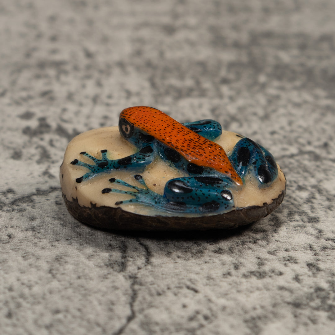 Red And Blue Poison Dart Frog Tagua Carving