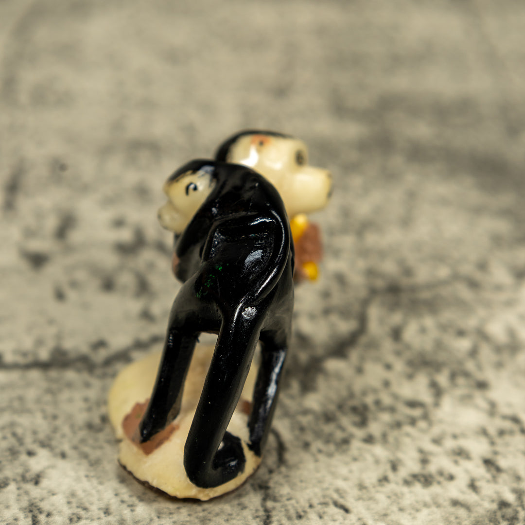 White Face Monkey With Infant Tagua Carving