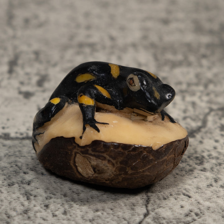 Yellow And Black Poison Dart Frog Tagua Carving