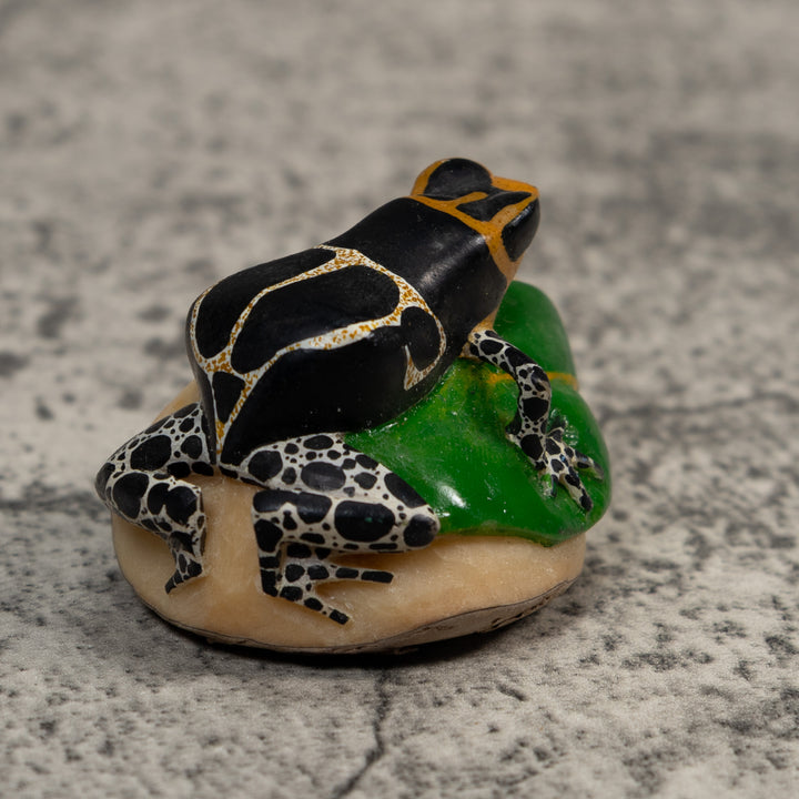 White Orange And Black Poison Dart Frog Tagua Carving