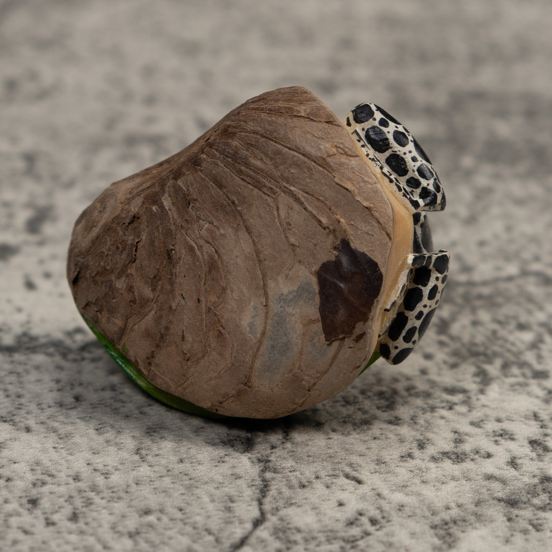 White Orange And Black Poison Dart Frog Tagua Carving