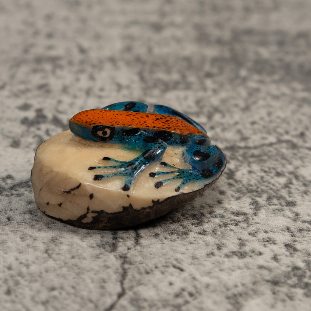 Red And Blue Poison Dart Frog Tagua Carving