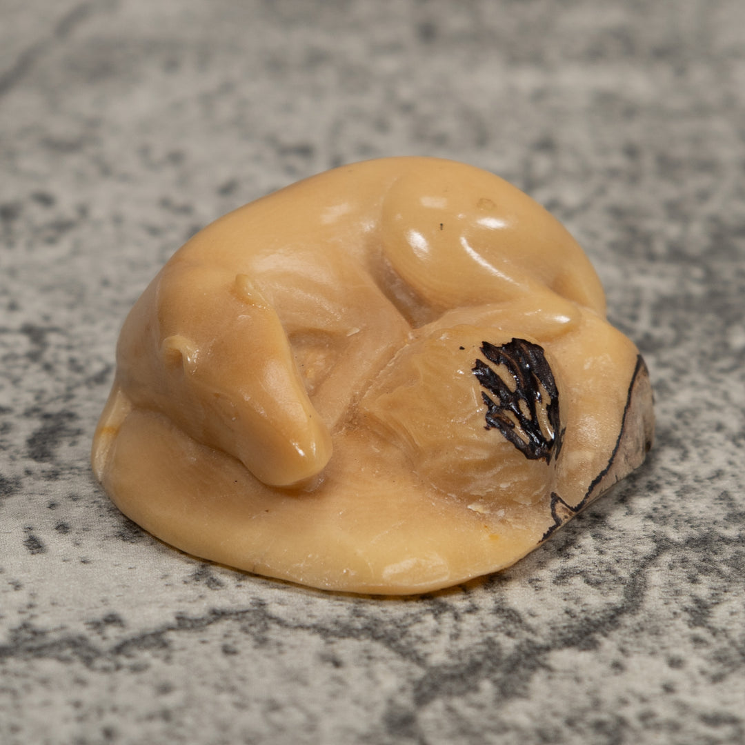 Vintage White Neque Agouti Tagua Carving