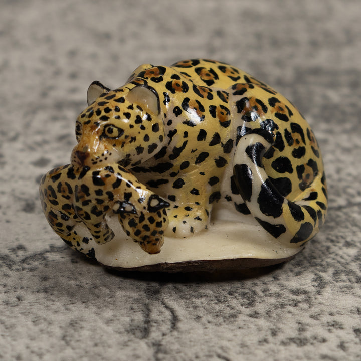 Jaguar Cat With Cub Tagua Carving