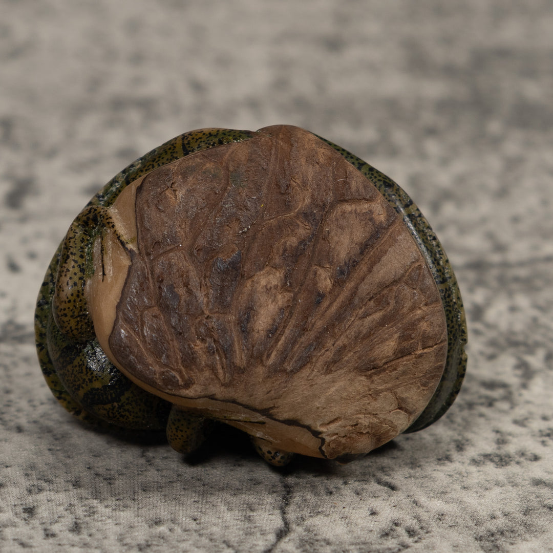 Vintage Green And Black Double Iguana Tagua Carving