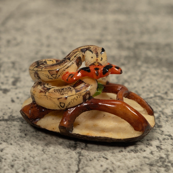 Snake Eating A Frog Tagua Carving