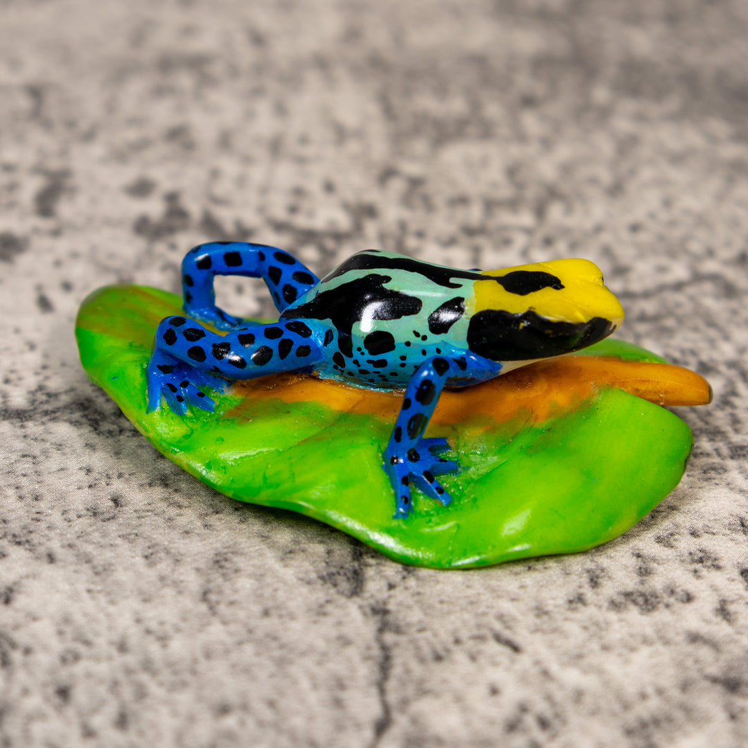 Blue Black And Yellow Poison Dart Frog Tagua Carving