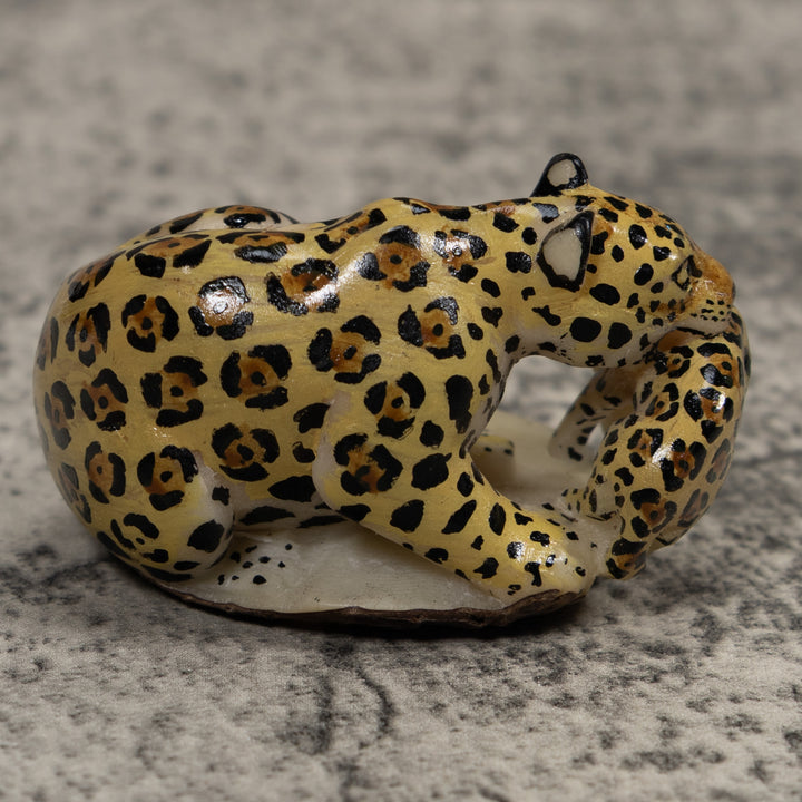 Jaguar Cat With Cub Tagua Carving