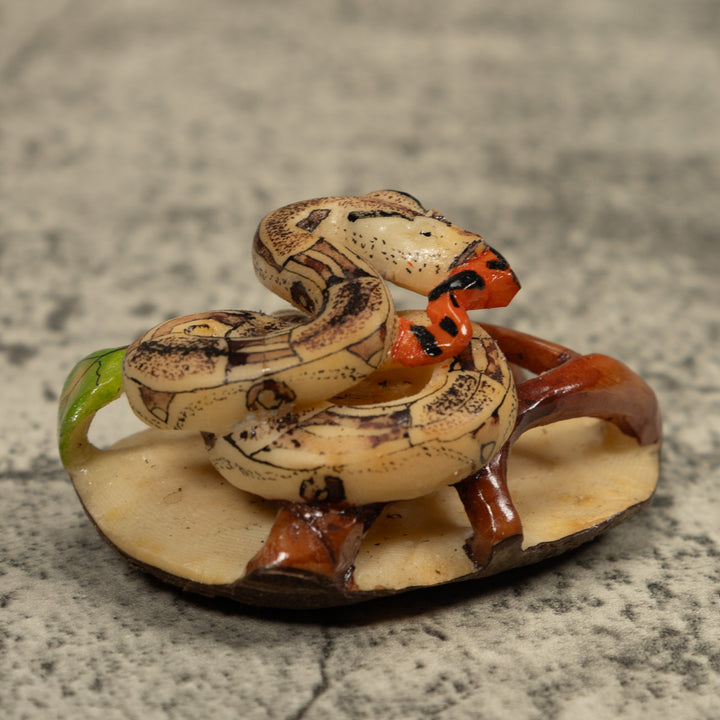 Snake Eating A Frog Tagua Carving