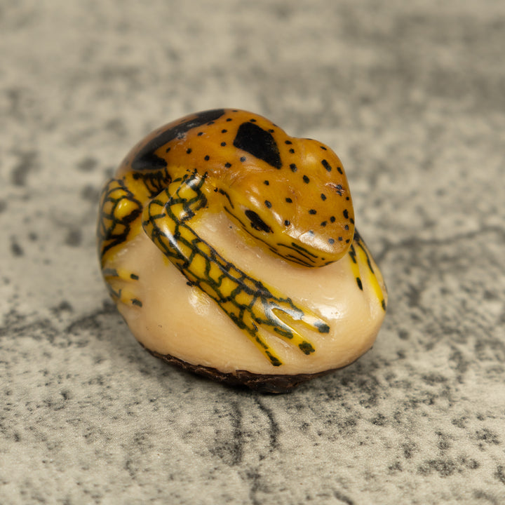 Vintage Gold And Black Frog Tagua Carving