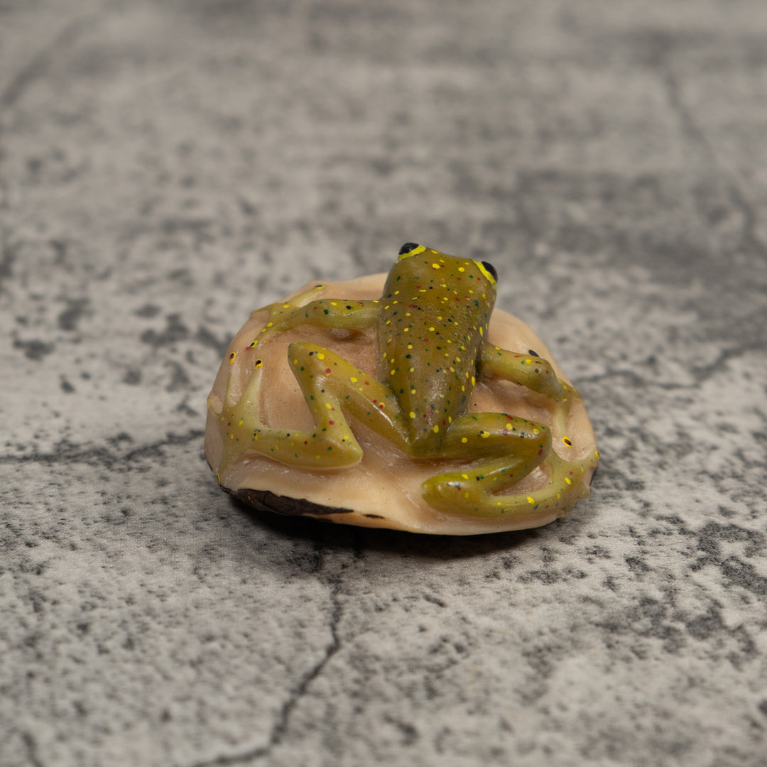 Vintage Yellow And Green Frog Tagua Carving