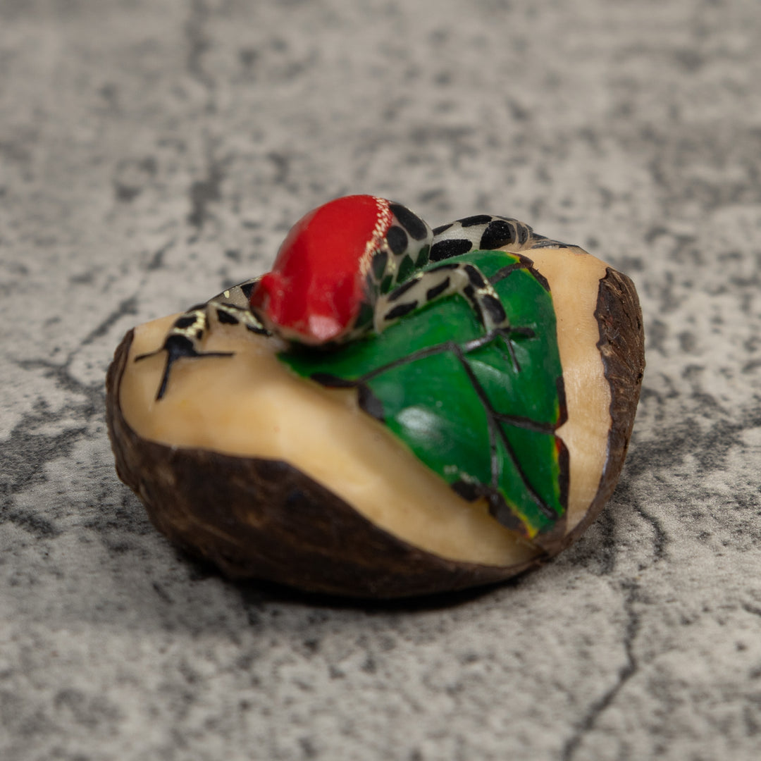 White Red And Black Poison Dart Frog Tagua Carving