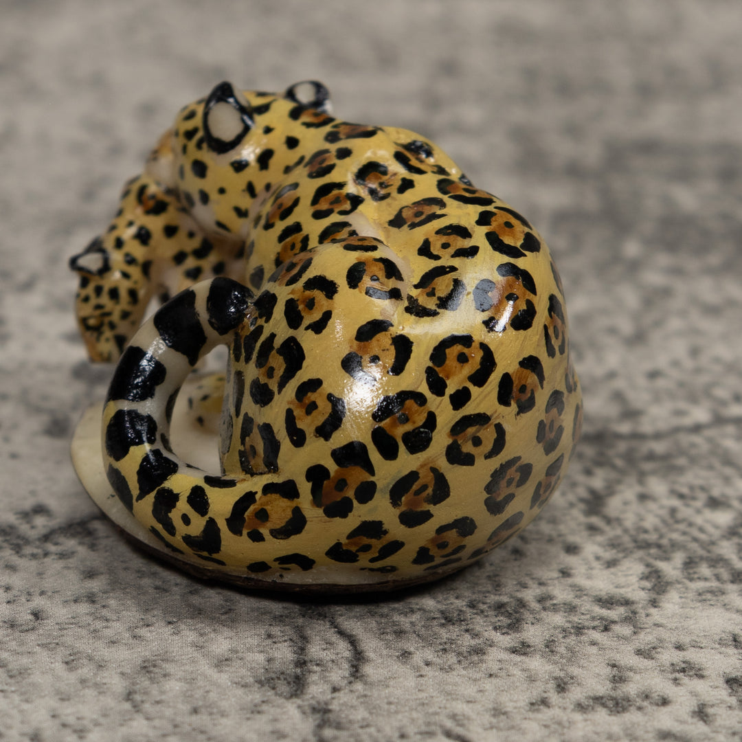 Jaguar Cat With Cub Tagua Carving