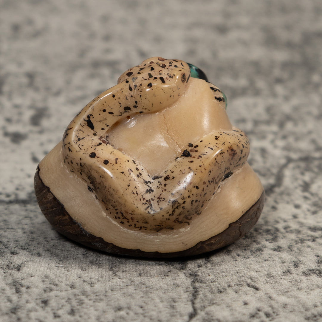 Vintage Snake And Frog Tagua Carving