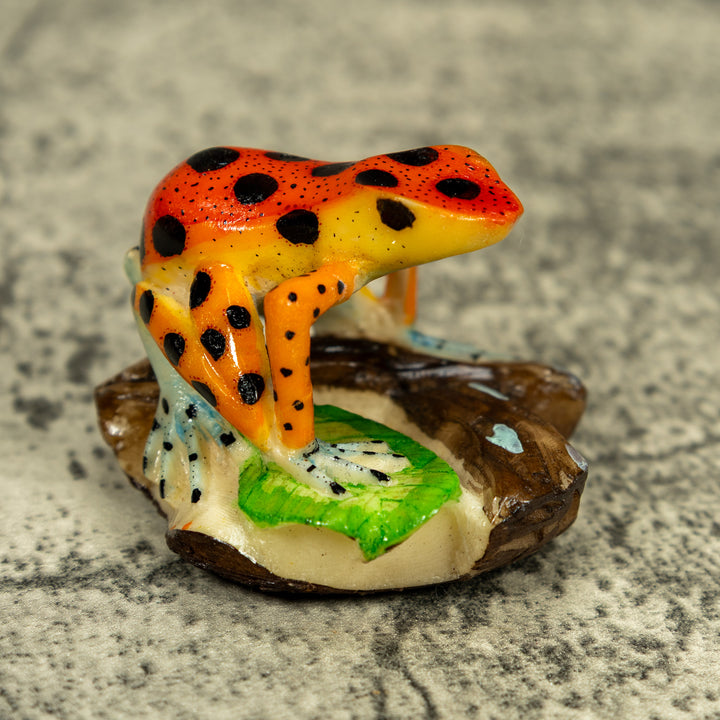 Orange And Yellow Poison Dart Frog Tagua Carving