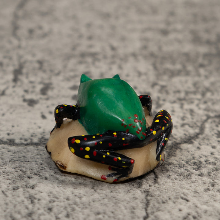 Vintage Green And Black Poison Dart Frog Tagua Carving