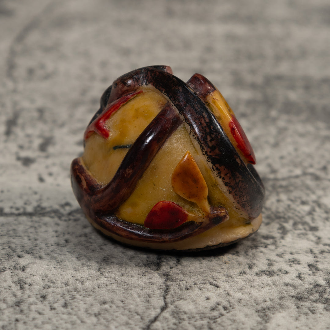 Vintage Black And Tan Gecko Lizard Tagua Carving