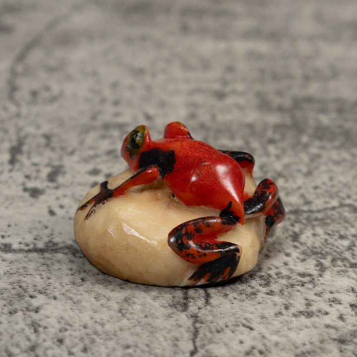 Vintage Red And Black Poison Dart Frog Tagua Carving