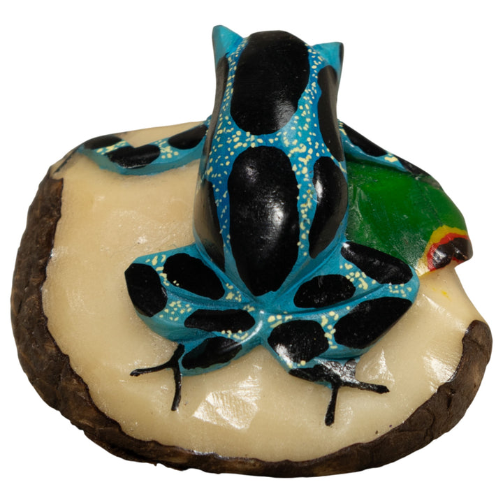 Blue And Black Poison Dart Frog Tagua Carving