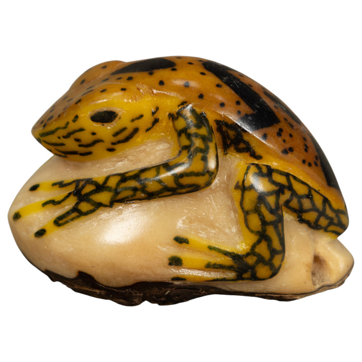 Vintage Gold And Black Frog Tagua Carving