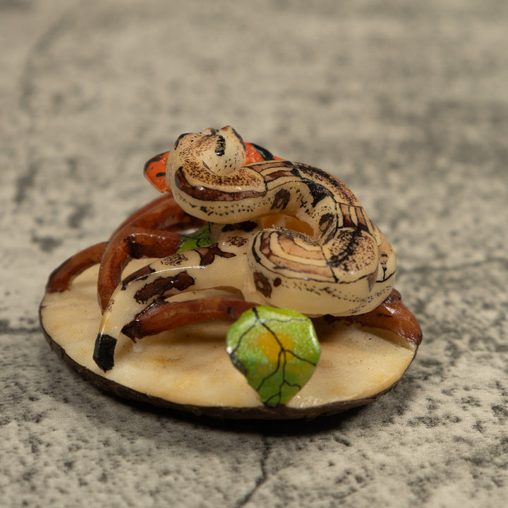 Snake Eating A Frog Tagua Carving