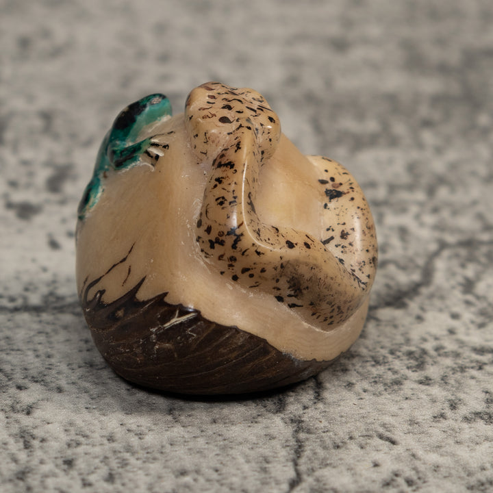 Vintage Snake And Frog Tagua Carving