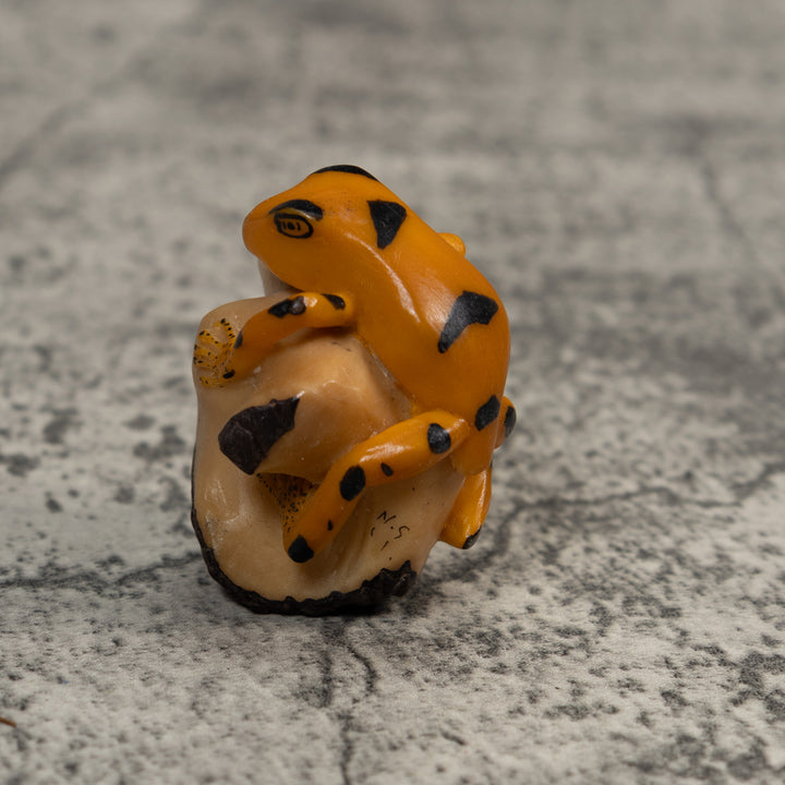 Gold And Black Poison Dart Frog Tagua Carving