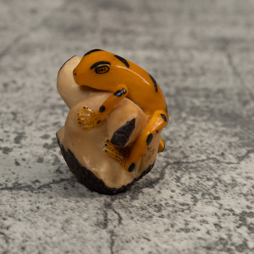 Gold And Black Poison Dart Frog Tagua Carving