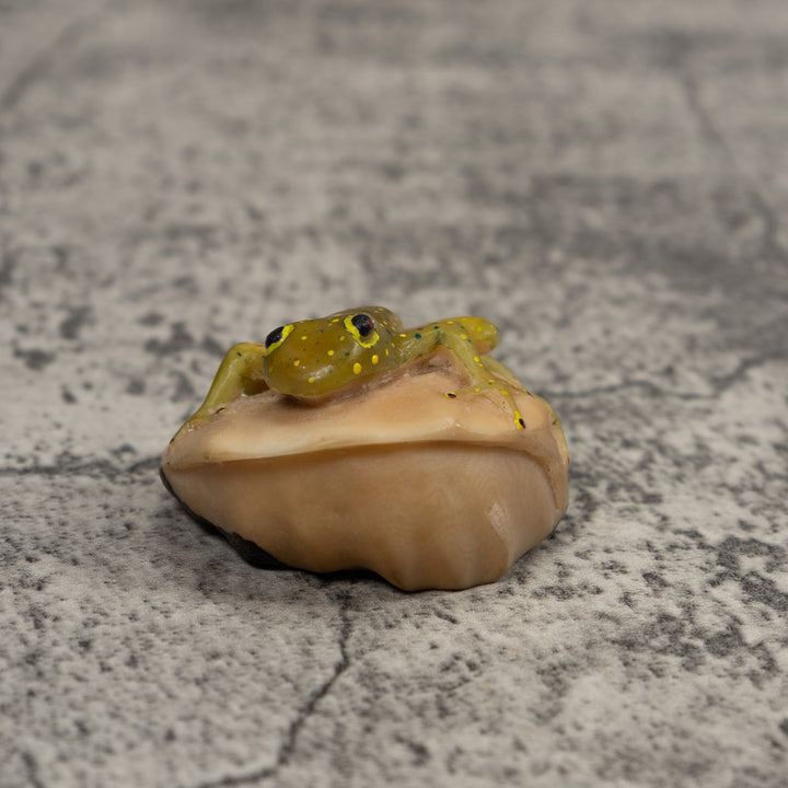 Vintage Yellow And Green Frog Tagua Carving