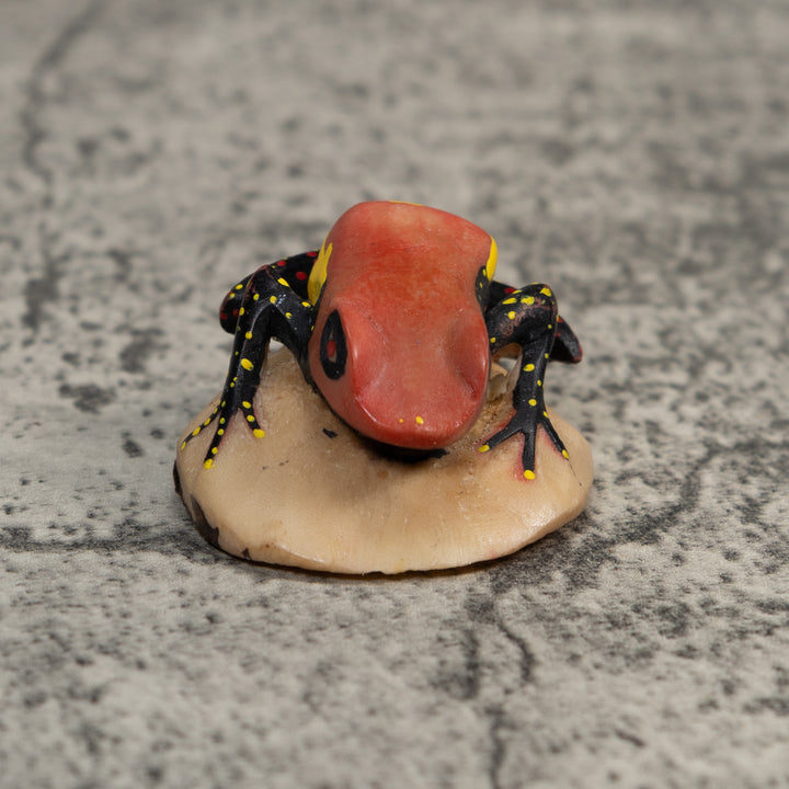 Vintage Black Yellow And Orange Poison Dart Frog Tagua Carving