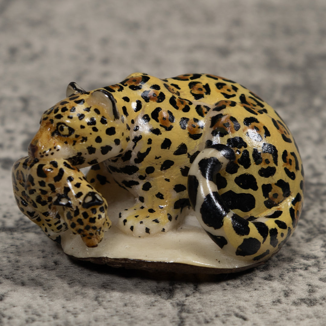 Jaguar Cat With Cub Tagua Carving