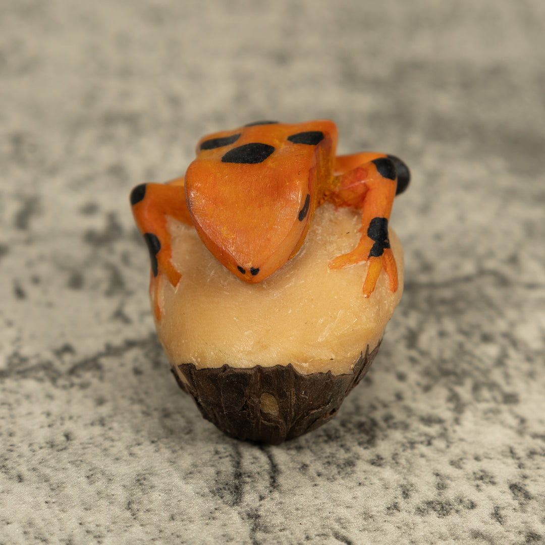 Vintage Gold And Black Frog Tagua Carving