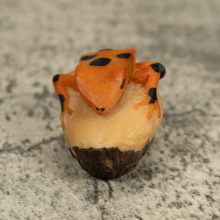 Vintage Gold And Black Frog Tagua Carving