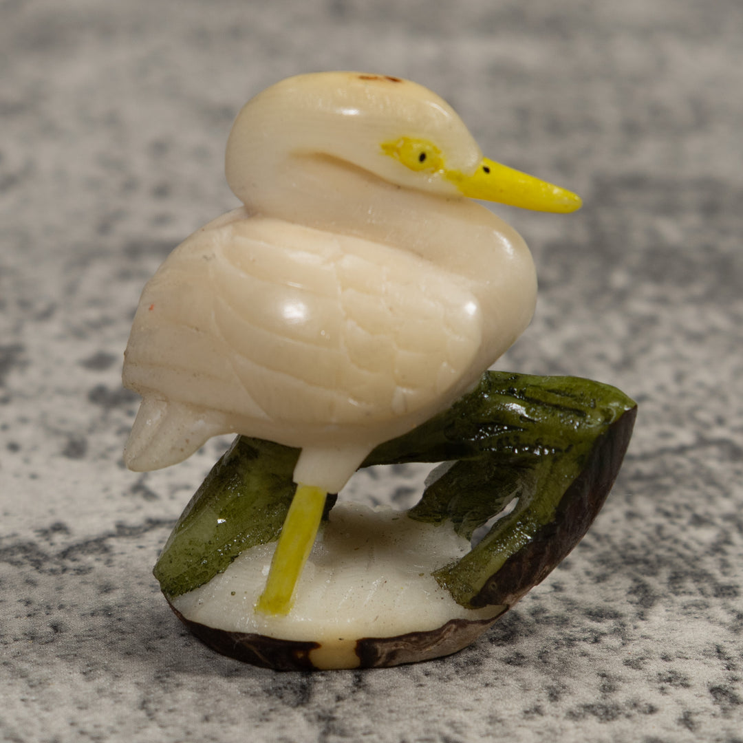 White Waterfowl Bird Tagua Carving