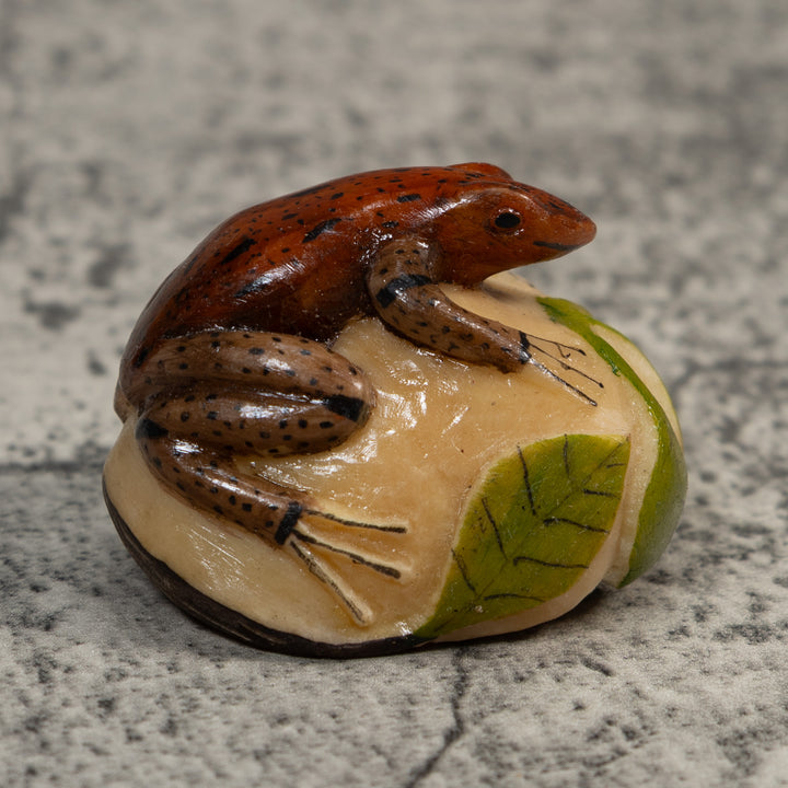 Brown And Black Poison Dart Frog Tagua Carving