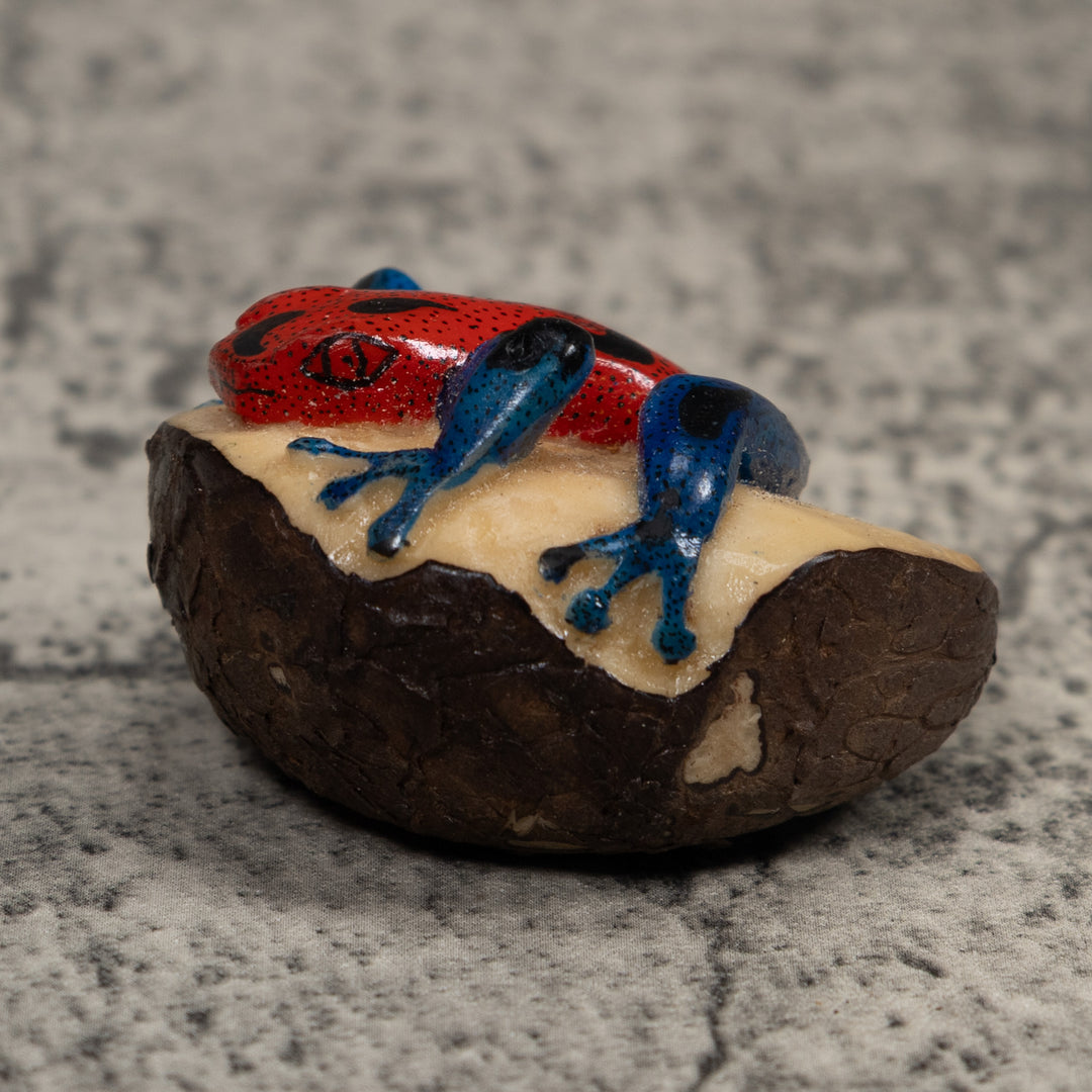 Vintage Red And Blue Poison Dart Frog Tagua Carving